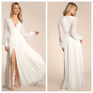 Lulus My Whole Heart White Long Sleeve Wrap Dress